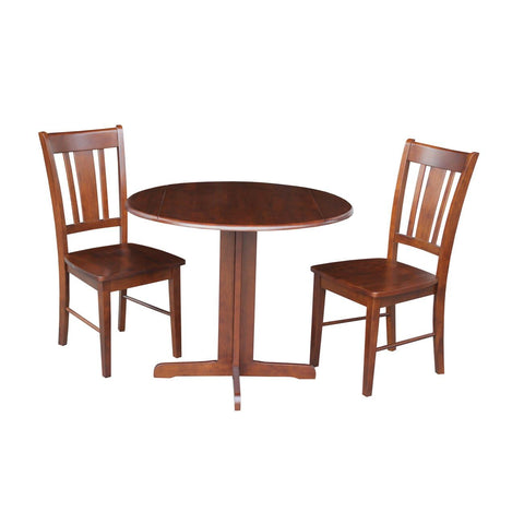 International Concepts 36" Dual Drop Leaf Table with 2 San Remo Chairs