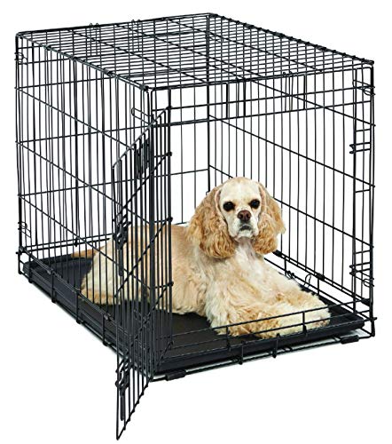 MidWest Homes for Pets Medium LifeStages Single Door 30-Inch Folding Dog Crate, Enhanced Security, Includes Leak-Proof Pan, Divider Panel, Handle, Rubber Feet