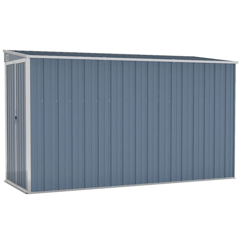 vidaXL Gray Galvanized Steel Wall-Mounted Garden Shed - Spacious and Durable Outdoor Storage for Garden Tools and Equipment