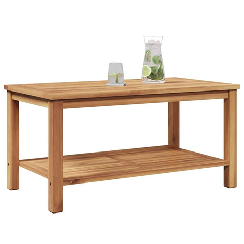 vidaXL Coffee Table Brown 35.4" x 19.7" x 17.7" Solid teak wood, Chill Alfresco Coffee Table, sleek outdoor furniture for relaxing, storage, minimalist vibe for your garden or patio