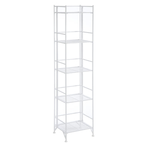 Convenience Concepts Xtra Storage Shelves - 5-Tier Folding Metal Storage Shelves, Closet Organizer for Office, Laundry Room, Bedroom, Garage, Kitchen, Bathroom, White