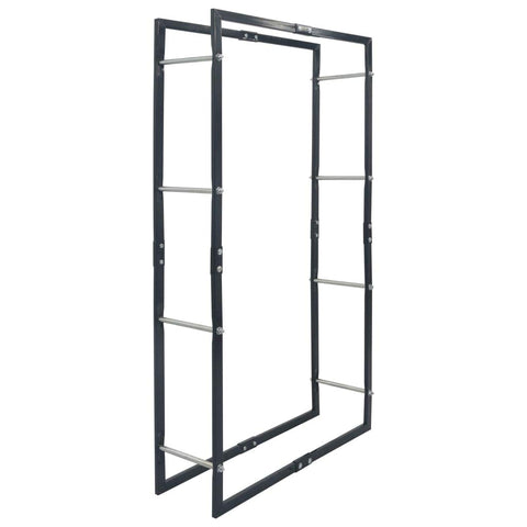 vidaXL Firewood Rack Home Garden Outdoor Fireplace Wood Stove Accessory Organizer Stacker Log Holder Carrier Stand Rack Black Steel