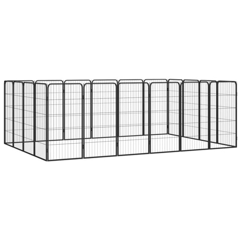 vidaXL Dog Playpen, 20-Panel Dog Cage Without Door, Puppy Exercise Playpen, Dog Wire Fence for Indoor/Outdoor, Powder-Coated Steel Black