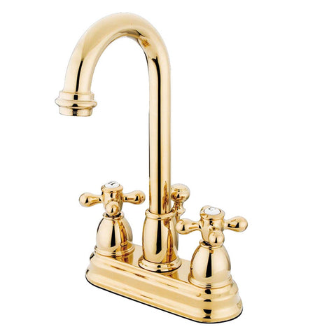 Kingston Brass KB3612AX Restoration Center Set Bathroom Sink Faucet with ABS Pop-Up Drain, 3-3/4", Polished Brass