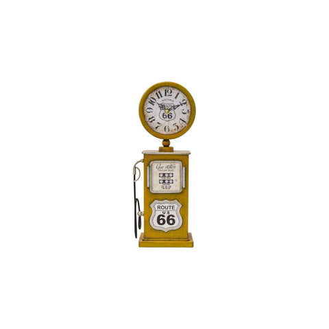 Yosemite Home Decor Route 66 Transitional Metal Table Top Clock in Yellow