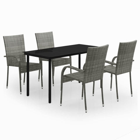 vidaXL Patio Dining Set 5 Piece Garden Outdoor Lawn Yard Terrace Balcony Dining Dinner Table and Chair Seat Seating Furniture Gray and Black