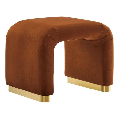 Modway Koda 24" Performance Velvet Upholstered Waterfall Stool or Side Table in Brass Rust, 24 Inches