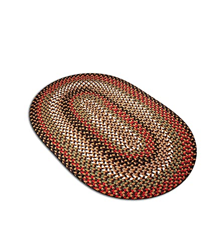 Rhody Rug Mayflower MF33 Brown Fudge 7' x 9' Oval - Braided Area Rug, Home Decor, Floor Mat or Bedroom Rug - Easy Care, Ideal for High Traffic Areas in Hallway and Living Room - Made in USA