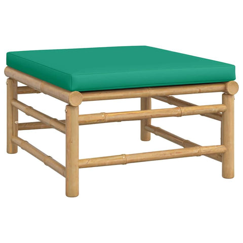 vidaXL Patio Lounge Set with Green Cushions, Bamboo - Modular Outdoor Sofa Set with Coffee Table, Easy Assembly, Natural Bamboo Finish