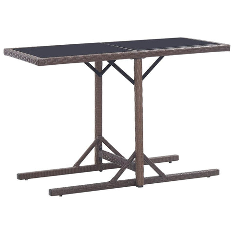 vidaXL Outdoor Patio Table with Glass-Top - Brown Poly Rattan & Powder Coated Steel Frame - Water and Easy to Clean - Ideal for Garden, Patio, Terrace