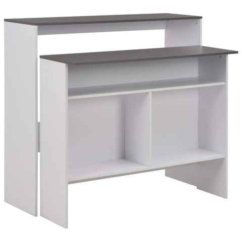 vidaXL - Modern Dining Bar Table with Two Table Tops, Rectangular Design, Engineered Wood Construction, White and Grey, 51.2"x15.7"x47.2"