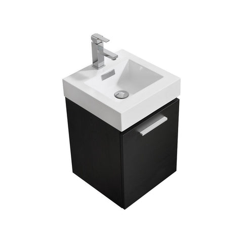 Kube BSL16-BK Bliss 16" Black Wall Mount Modern Bathroom Vanity