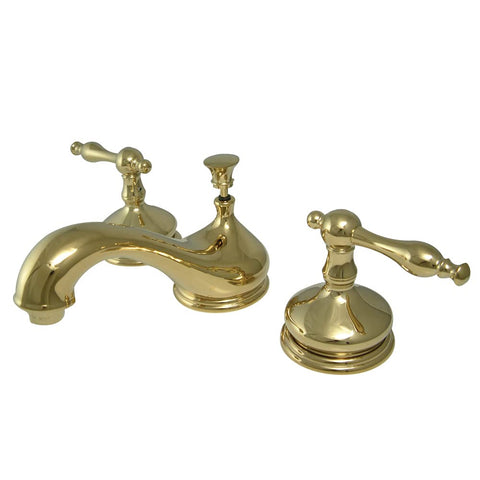 Kingston Brass KS1162NL Heritage Widespread Lavatory Faucet with Metal lever handle, Polished Brass, 8-Inch Adjustable Center