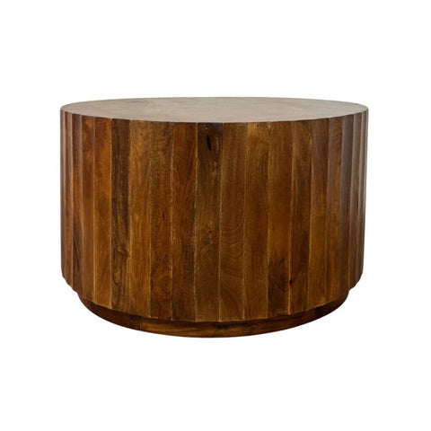 Harrison 30 In  Scallop Side Round Top Coffee Table - Chestnut