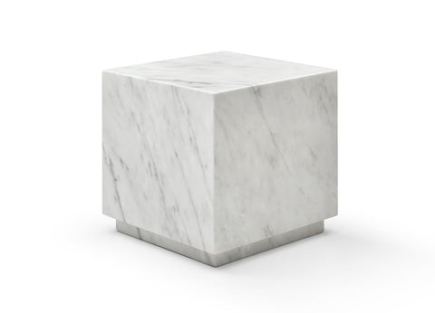 Whiteline Modern Living Iris Square Side Table – High Gloss White Marble Modern Accent Table with Timeless Elegance & Versatile
