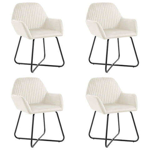 vidaXL Set of 4 Cream Velvet Dining Chairs with Armrests â€“ Modern & Elegant Seating for Dining Room and Living Room, Comfortable and Durable