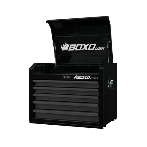 Boxo Tools BOXUAC2651AL-BK-1 26 in. Pro Series 5-Drawer Top Tool Chest Gloss Black