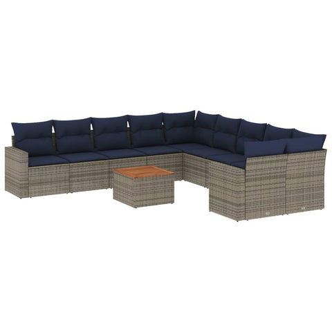 vidaXL Patio Sofa Set with Cushions 11 Piece, Outdoor Conversation Set, Sectional Sofa for Garden Balcony, Patio Furniture, Gray Poly Rattan