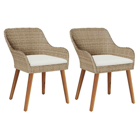 vidaXL Garden Chair 2 pcs Beige 62.5 x 55 x 82 cm Poly Rattan, Modern outdoor furniture, comfy rattan chair, stylish patio seating, durable deck piece, fresh design
