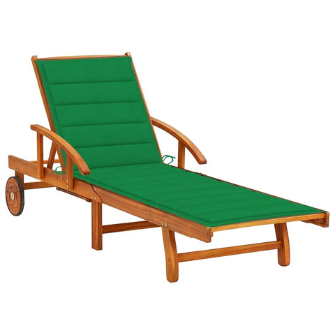 vidaXL Patio Lounge Chair, Outdoor Chaise Lounge Chair with Backrest, Sunlounger with Cushion, Sunbed for Backyard, Retro Style, Solid Acacia Wood