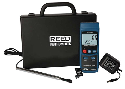 REED Instruments R4500SD-KIT Data Logging Hot Wire Thermo-Anemometer with Power Adapter and SD Card