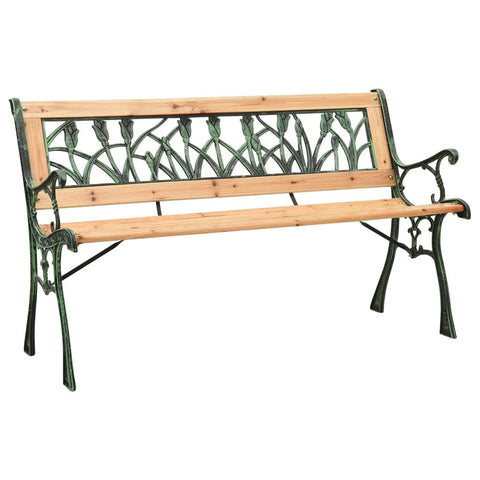 vidaXL Durable Patio Bench, Solid Firwood and Cast Iron, Decorative PVC Backrest, Brown Outdoor Furniture, 48-inch