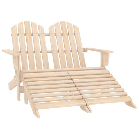 vidaXL 2-Seater Outdoor Adirondack Chair & Ottoman Set in Fir Wood - Versatile Patio and Garden Furniture with Elegantly Natural Wood Finish