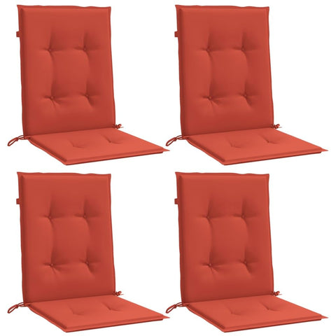 vidaXL Set of 4 Lowback Chair Cushions - Melange Red - Soft Foam Fiber Filling, Polyester Fabric, Suitable for Patio, Garden, Office, Family Chairs - 39.4" x 19.7" x 1.6"