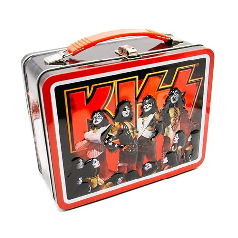 AQUARIUS KISS Fun Box - Sturdy Tin Storage Box with Plastic Handle & Embossed Front Cover - Officially Licensed KISS Merchandise & Collectible Gifts for Kids, Teens & Adults