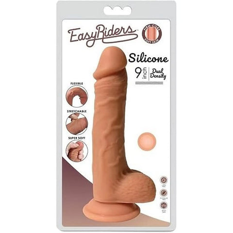 CURVE TOYS Easy Riders Dual Density Silicone Dildo - 9 Inch Flesh