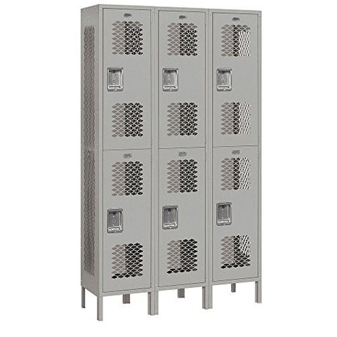 Salsbury Industries 82365GY-U Double Tier 45-Inch Wide 6-Feet High 15-Inch Deep Unassembled Extra Wide Vented Metal Locker, Gray