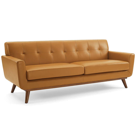 Modway EEI-3733-TAN Engage Top-Grain Leather Living Room Lounge Sofa, Tan