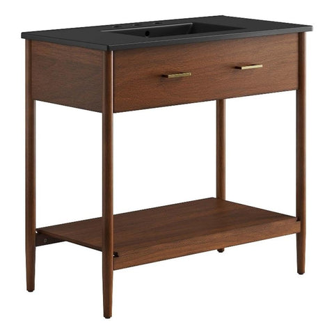 Modway EEI-6823-WAL-BLK Zaire 36" Bathroom Vanity, Walnut Black