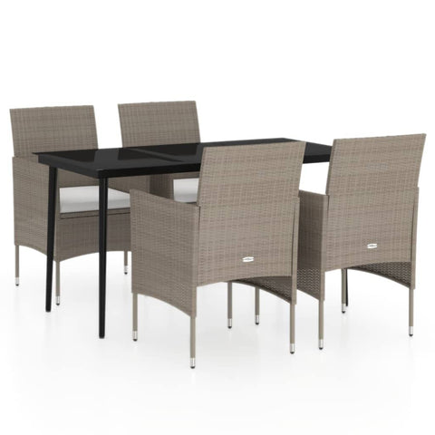 vidaXL Patio Dining Set 5 Piece with Cushions Garden Outdoor Lawn Yard Terrace Balcony Table and Chair Seat Seating Furniture Beige and Black