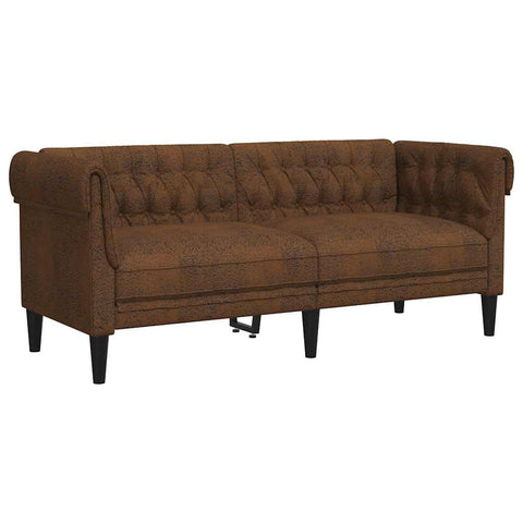 vidaXL 2-Seater Chesterfield Sofa/Loveseat - Brown Fabric, 71.9"x29.3"x29.3", Living Room/Office Lounge, Classic Style