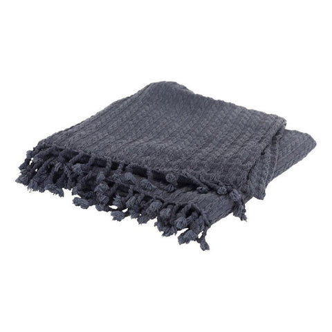 Rizzy Home Cable Knit 50" x 60" Cotton Throw in Gray Blue