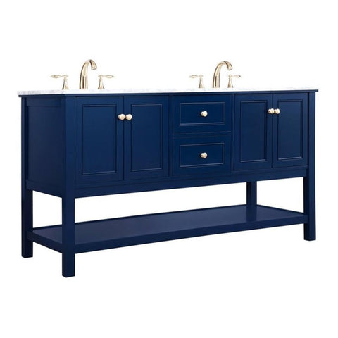 Elegant Decor Metropolis 60" Solid Wood and Metal Single Bathroom Vanity in Blue