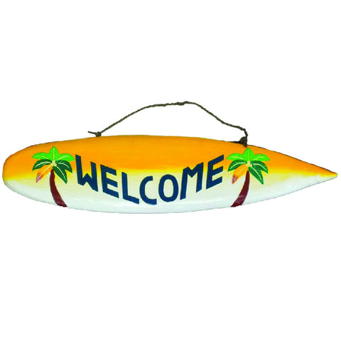 RAM Outdoor Decor Polyresin Hand Painted Welcome Surfboard Wall Art Sign
