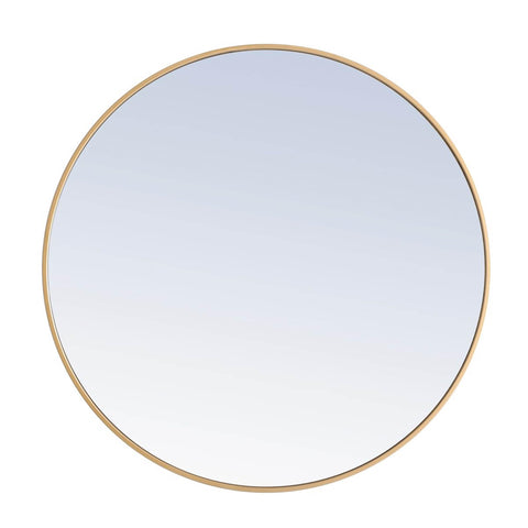 Elegant Decor Eternity Home Office Decorative Round Framed Wall Mirror, 36" L x 36" H - Brass