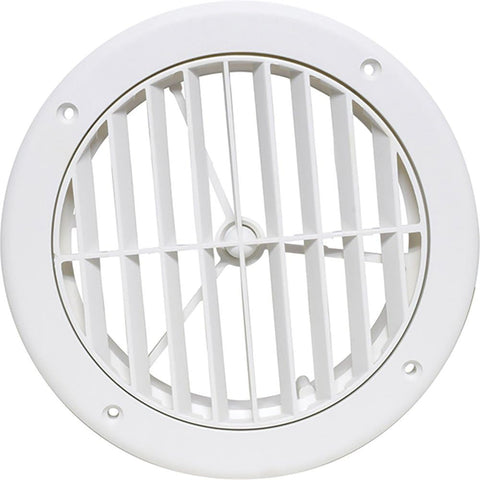 A/C Vent LOUVERED 5IN Plastic, White, CARDED