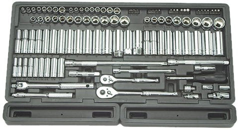 Advanced Tool Design Model ATD-1380 106 Piece 1/4" and 3/8" Drive 6-Point Socket Set in Blow Molded Organizer Tray