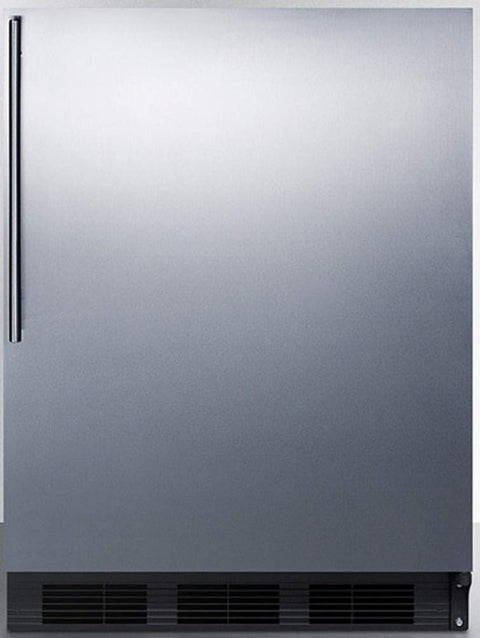 Summit Appliance AL752BKSSHV Freestanding ADA Compliant 24" Wide 5.5 Cu.Ft. All-Refrigerator for General Purpose Use with Auto Defrost, Stainless Steel Door, Thin Handle and Black Cabinet