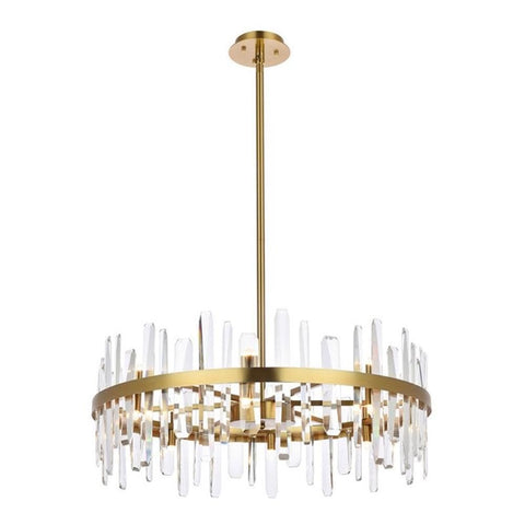 Elegant Decor Indoor Modern Serena 32 inch Crystal Round Chandelier - Satin Gold