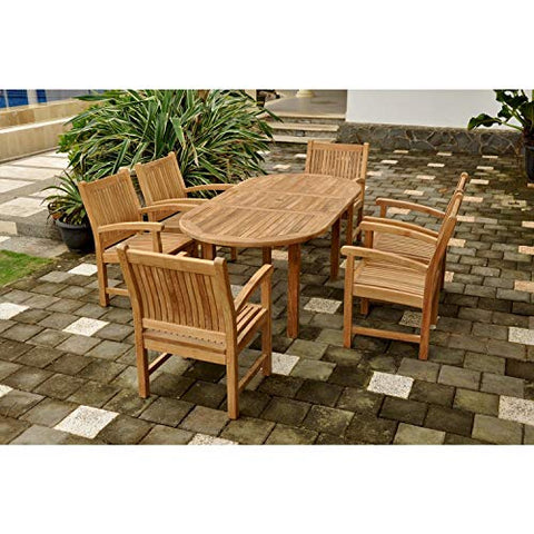 Anderson Teak Bahama Sahara 78" Oval Dining Set - Outdoor Furniture 7-Piece