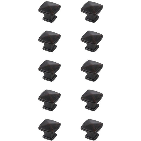Elegant Decor Indoor Modern Home Decorative Marcel 1.2" Oil-Rubbed Bronze Square Knob Multipack (Set of 10)