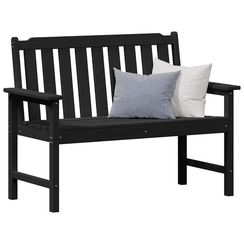 vidaXL Garden Bench Black 47.24 x 23.23 x 34.65 in HDPE, Modern Garden and Patio Seating, Functional Outdoor Chairs, Weather Resistant Polyethylene, Stylish Minimalist Design