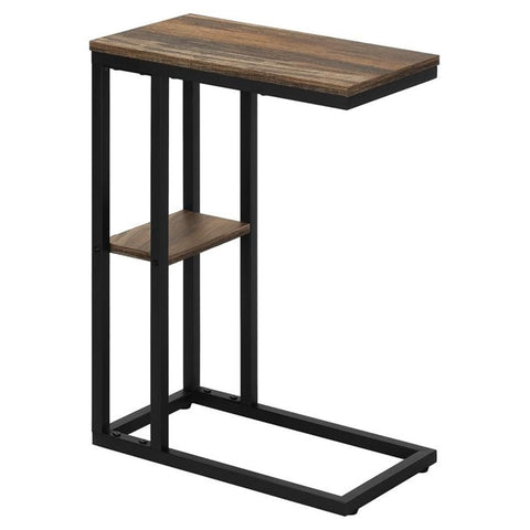 Monarch Specialties I 3673 Accent Table, C-Shaped, End, Side, Snack, Living Room, Bedroom, Metal, Laminate, Brown, Black, Contemporary, Modern