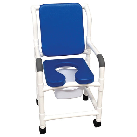 MJM International 118-3-SSDE-CBP-SQ-PAIL-BL Shower Chair, Blue Back Padding/Soft Seat, Sq. Pail