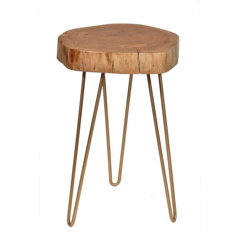 Lila Live Edge Accent Table: Natural/Gold Metal Frame