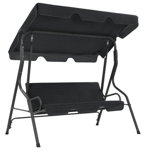 vidaXL Anthracite Garden Swing Bench with Canopy - Durable Powder-Coated Steel Frame with Polyester Seats - Outdoor Relaxation Swing Chair with Sun Shade